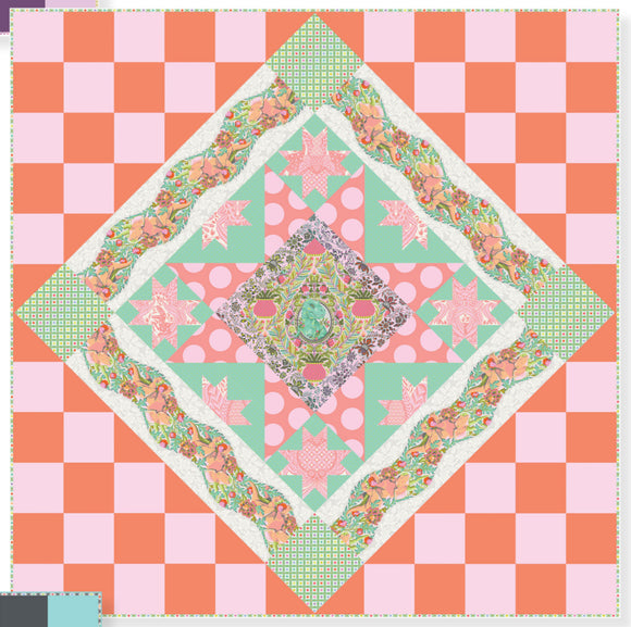 Aster Persimmon Quilt Kit featuring Roar