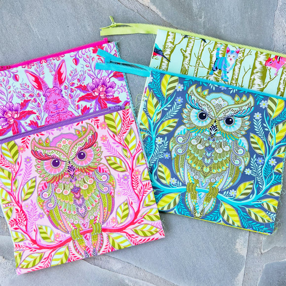 Pink Owl Large Booklet Pouch