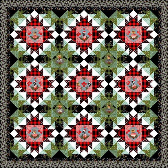 Merry and Bright Quilt Kit featuring Holiday Homies Flannel by Tula Pink